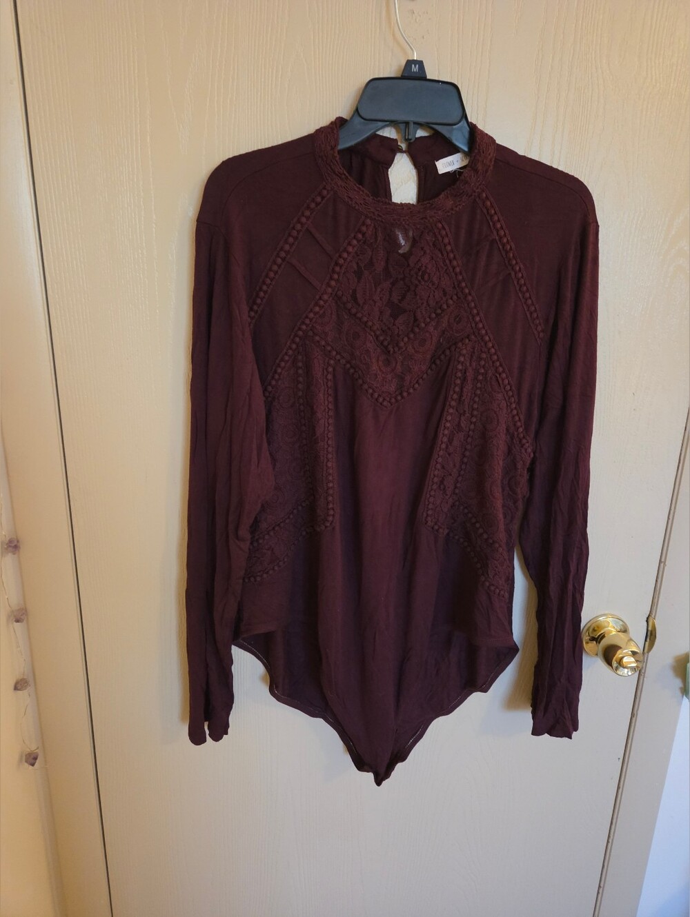 Clover & Scout Burgundy Intricate Bodysuit Boho Womens Size 2xl